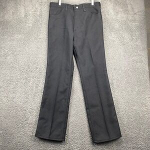 Vtg Wrangler Mens Dress Pants 35x34 Black Polyester Blend Career Work Trousers
